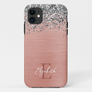 Roos Gold Sparkle Glitter Girly Monogram Naam Case-Mate iPhone Case
