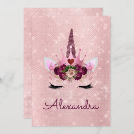 Roos Gold Sparkle Glitter Girly Verjaardagsfeestje Kaart