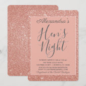 Roos Gold Sparkle Glitter Hen's Night Party Kaart (Voorkant / Achterkant)