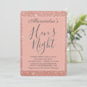 Roos Gold Sparkle Glitter Hen's Night Party Kaart (Staand voorkant)