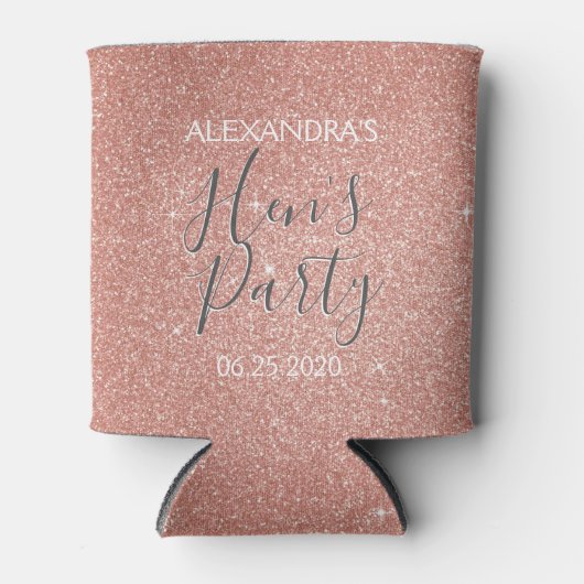 Roos Gold Sparkle Glitter Hen's Party Blikjeskoeler (Voorkant)