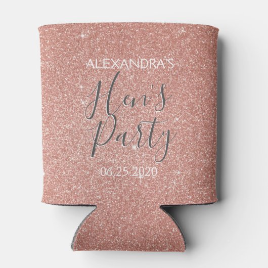 Roos Gold Sparkle Glitter Hen's Party Blikjeskoeler (Achterkant)