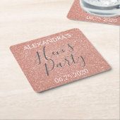 Roos Gold Sparkle Glitter Hen's Party Kartonnen Onderzetters (Schuin)