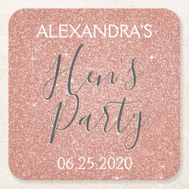 Roos Gold Sparkle Glitter Hen's Party Kartonnen Onderzetters