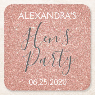 Roos Gold Sparkle Glitter Hen's Party Kartonnen Onderzetters