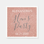 Roos Gold Sparkle Glitter Hen's Party Servet (Voorkant)