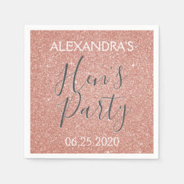 Roos Gold Sparkle Glitter Hen's Party Servet