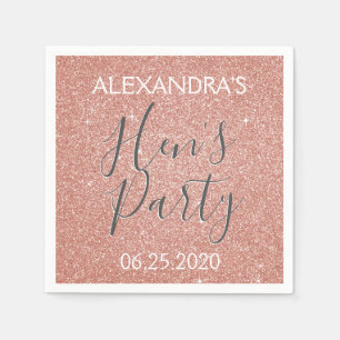 Roos Gold Sparkle Glitter Hen's Party Servet