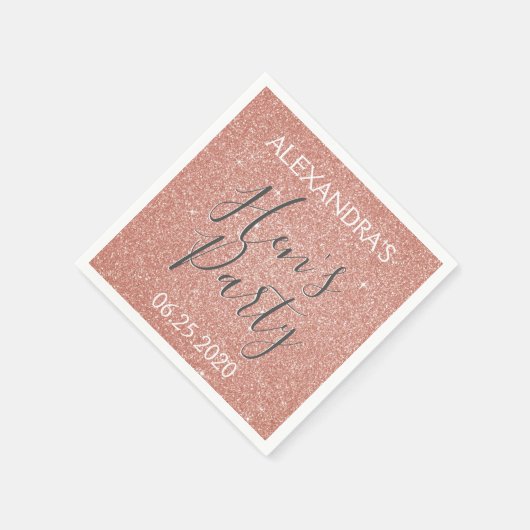 Roos Gold Sparkle Glitter Hen's Party Servet (Hoek)