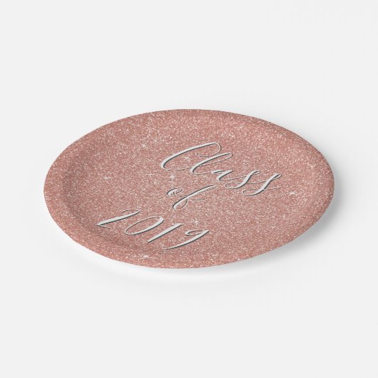 Roos Gold Sparkle Glitter Klasse van Afstuderen Papieren Bordje (Gekanteld)