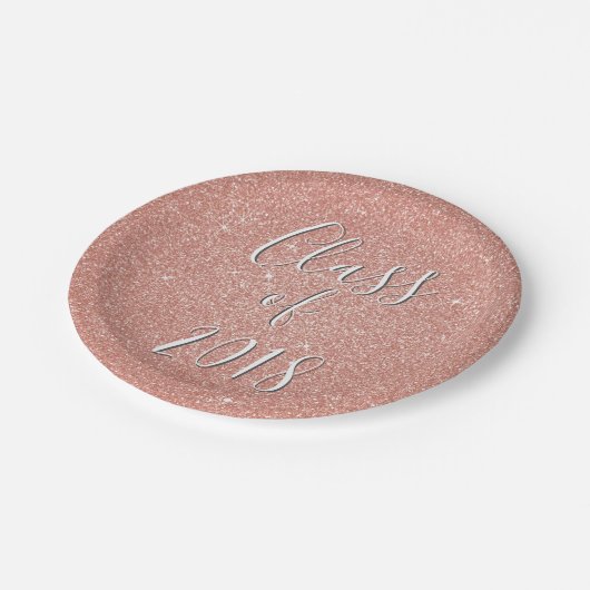 Roos Gold Sparkle Glitter Klasse van Afstuderen Papieren Bordje (Gekanteld)