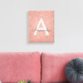 Roos Gold Sparkle Glitter Monogram Naam en Initiaa Canvas Afdruk (Insitu (Woonkamer))