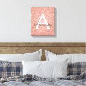 Roos Gold Sparkle Glitter Monogram Naam en Initiaa Canvas Afdruk (Insitu (Slaapkamer))