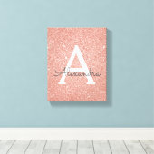 Roos Gold Sparkle Glitter Monogram Naam en Initiaa Canvas Afdruk (Insitu (Houten vloer))