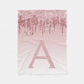 Roos Gold Sparkle Glitter Monogram Naam en Initiaa Fleece Deken (Voorkant)