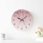 Roos Gold Sparkle Glitter Monogram Naam en Initiaa Grote Klok (Huis)