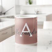 Roos Gold Sparkle Glitter Monogram Naam en Initiaa Koffiemok