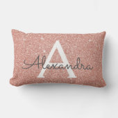Roos Gold Sparkle Glitter Monogram Naam en Initiaa Kussen (Voorkant)