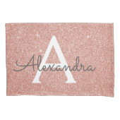 Roos Gold Sparkle Glitter Monogram Naam en Initiaa Kussensloop (Voorkant)