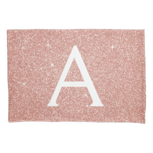 Roos Gold Sparkle Glitter Monogram Naam en Initiaa Kussensloop