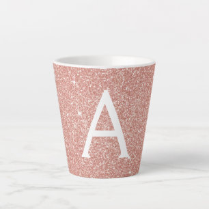 Roos Gold Sparkle Glitter Monogram Naam en Initiaa Latte Mok