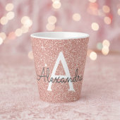 Roos Gold Sparkle Glitter Monogram Naam en Initiaa Latte Mok