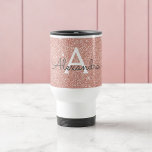 Roos Gold Sparkle Glitter Monogram Naam en Initiaa Reisbeker<br><div class="desc">Roos Gold Sparkle Glitter Monogram Naam en Initiaal Koffie Mok. De mok maakt het perfecte cadeau voor iemand die van roségoud houdt.</div>