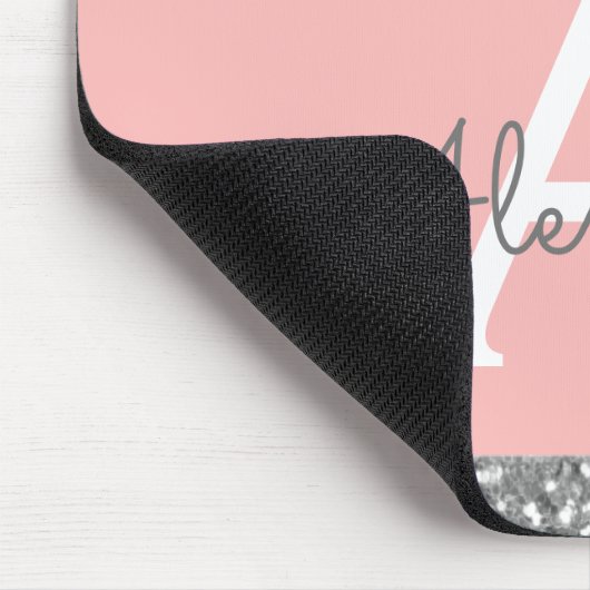 Roos Gold Sparkle Glitter Monogram Name Mousepad Muismat (Hoek)