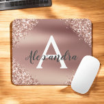 Roos Gold Sparkle Glitter Monogram Name Mousepad Muismat<br><div class="desc">Blush Roze - Roos Gold Faux Sparkle Glitter Metallic Folie Ombre Monogram Name Monogram Mousepad. Deze Muismat kan worden aangepast om uw voornaam op te nemen.</div>