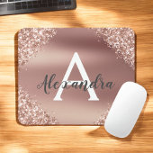 Roos Gold Sparkle Glitter Monogram Name Mousepad Muismat
