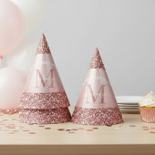 Roos Gold Sparkle Glitter Monogram Verjaardag Feesthoedjes