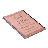 Roos Gold Sparkle Glitter Sweet 16 gastenboek Notitieboek (Rechterzijde)
