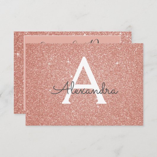 Roos Gold Sparkle Glitter Sweet 16 Save the Date (Voorkant / Achterkant)