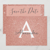 Roos Gold Sparkle Glitter Sweet 16 Save the Date (Voorkant / Achterkant)
