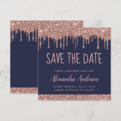 Roos Gold Sparkle Glitter Sweet 16 Save the Date Kaart (Voorkant / Achterkant)