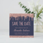 Roos Gold Sparkle Glitter Sweet 16 Save the Date Kaart (Staand voorkant)