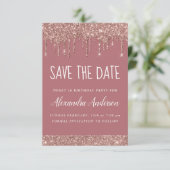 Roos Gold Sparkle Glitter Sweet 16 Save the Date Kaart (Staand voorkant)