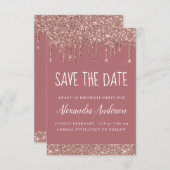 Roos Gold Sparkle Glitter Sweet 16 Save the Date Kaart (Voorkant / Achterkant)