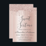 Roos Gold Sparkle Glitter Sweet Sixteen Birthday Kaart<br><div class="desc">Blush Pink - Roos Gold Sparkly Dripping Glitter Sweet 16 verjaardagsfeestje Uitnodiging. Dit is de perfecte chique Sweet Sixteen Birthday Invitation voor een modern en elegant faux Metallic Folie Roos Gold en Blush Pink Ombre Glitter Sparkle Girly verjaardagsfeestje. Neem contact op met de ontwerper voor bijpassende aangepaste items.</div>