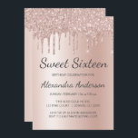 Roos Gold Sparkle Glitter Sweet Sixteen Birthday Kaart<br><div class="desc">Blush Pink - Roos Goud Sparkly Dripping Glitter Sweet 16 Verjaardagsfeestuitnodiging. Dit is de perfecte Sweet Sixteen Verjaardagsuitnodiging voor een Modern Roos Gold en Blush Pink Ombre Glitter Sparkle Girly Verjaardagsfeest. Neem contact op met de ontwerper voor overeenkomende aangepaste items.</div>