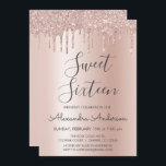 Roos Gold Sparkle Glitter Sweet Sixteen Birthday Kaart<br><div class="desc">Blush Pink - Roos Gold Sparkly Dripping Glitter Sweet 16 verjaardagsfeestje Uitnodiging. Dit is de perfecte chique Sweet Sixteen Birthday Invitation voor een modern en elegant faux Metallic Folie Roos Gold en Blush Pink Ombre Glitter Sparkle Girly verjaardagsfeestje. Neem contact op met de ontwerper voor bijpassende aangepaste items.</div>