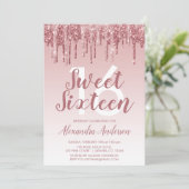 Roos Gold Sparkle Glitter Sweet Sixteen Birthday Kaart (Staand voorkant)