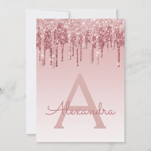 Roos Gold Sparkle Glitter Sweet Sixteen Birthday Kaart (Voorkant)