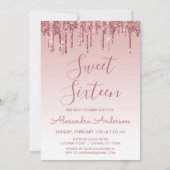 Roos Gold Sparkle Glitter Sweet Sixteen Birthday Kaart (Achterkant)