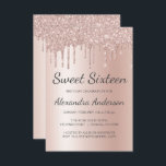 Roos Gold Sparkle Glitter Sweet Sixteen Birthday Kaart<br><div class="desc">Blush Pink - Roos Goud Sparkly Dripping Glitter Sweet 16 Verjaardagsfeestuitnodiging. Dit is de perfecte Sweet Sixteen Verjaardagsuitnodiging voor een Modern Roos Gold en Blush Pink Ombre Glitter Sparkle Girly Verjaardagsfeest. Neem contact op met de ontwerper voor overeenkomende aangepaste items.</div>