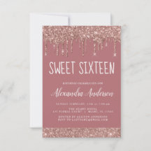Roos Gold Sparkle Glitter Sweet Sixteen Birthday
