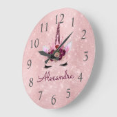 Roos Gold Sparkle Glitter Unicorn Monogram Naam Grote Klok (Hoek)