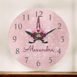 Roos Gold Sparkle Glitter Unicorn Monogram Naam Grote Klok<br><div class="desc">Roos Gold Princess Unicorn Sparkle Glitter Monogram voegt uw eigen naam toe,  die de muur bedient. De Wall Clock maakt het perfecte cadeau voor iemand die van roze glans houdt.</div>