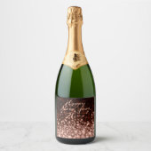 Roos Gold Sparkle Happy Nieuwjaar Sparkling Wijnetiket (Voorkant)