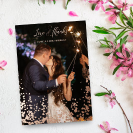 Roos Gold Sparkle Harten 2 Foto's Liefde & Bedankt Folie Uitnodiging